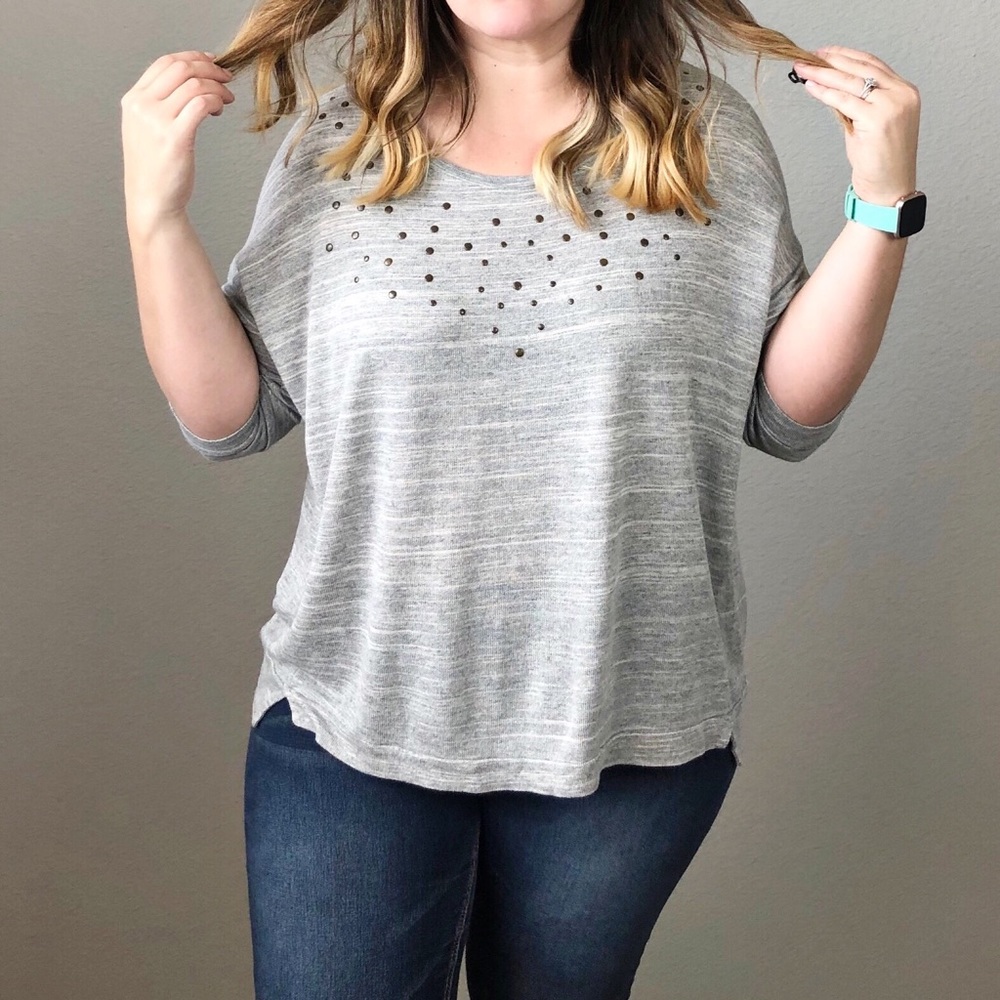 Nordstrom Bobeau Grey Studded Sweater